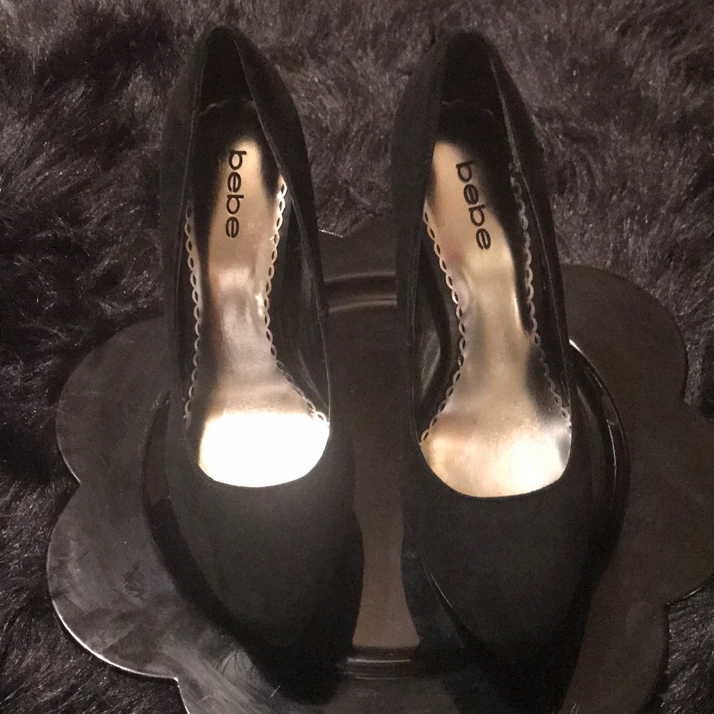 Bebe Black Lauren Colorblock Geometric Heels - Picture 6 of 8
